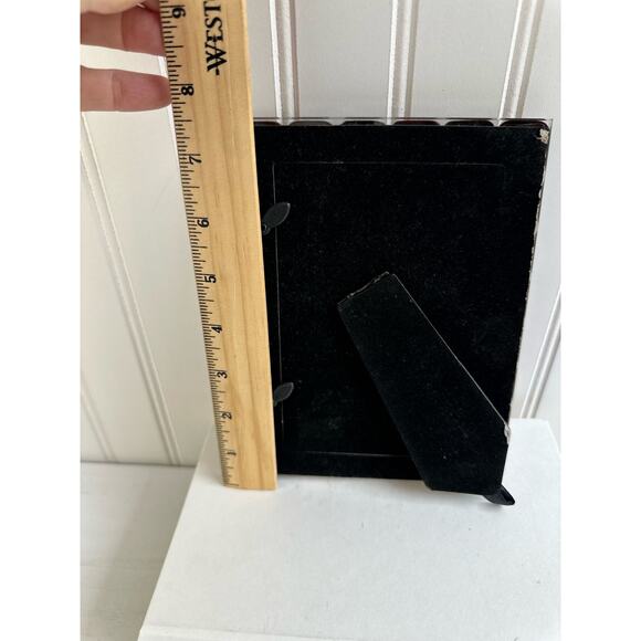 Vintage Beveled Shimmer Wood Beads Knobs Boho Decor Photo Frame 7.5" - Picture 5 of 6